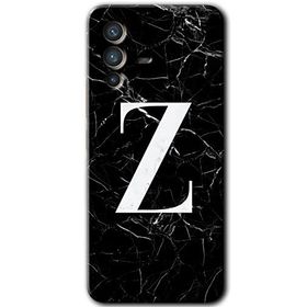 Vivo V23 5G Siyah Mermer Desenli Z Harfi Baskılı Uyumlu Silikon Kılıf
