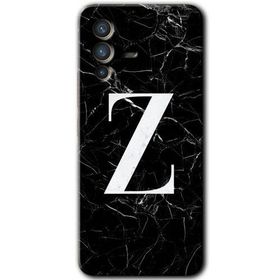 Vivo V23 5G Siyah Mermer Desenli Z Harfi Baskılı Uyumlu Silikon Kılıf