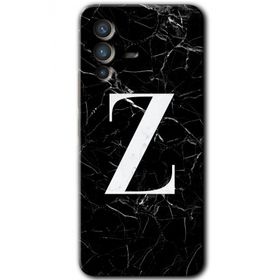 Vivo V23 5G Siyah Mermer Desenli Z Harfi Baskılı Uyumlu Silikon Kılıf