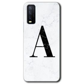 Vivo Y11S Beyaz Mermer Desenli A Harfi Baskılı Uyumlu Silikon Kılıf