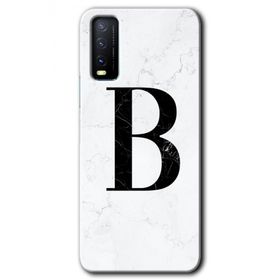 Vivo Y11S Beyaz Mermer Desenli B Harfi Baskılı Uyumlu Silikon Kılıf