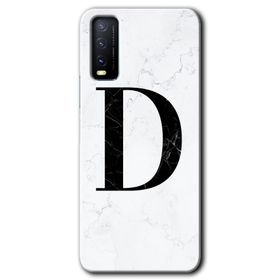 Vivo Y11S Beyaz Mermer Desenli D Harfi Baskılı Uyumlu Silikon Kılıf