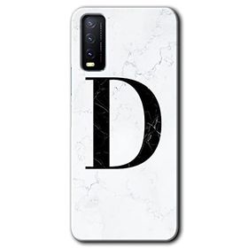 Vivo Y11S Beyaz Mermer Desenli D Harfi Baskılı Uyumlu Silikon Kılıf
