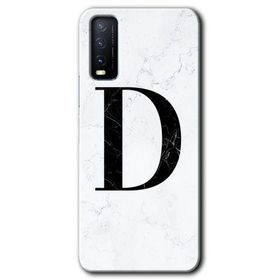 Vivo Y11S Beyaz Mermer Desenli D Harfi Baskılı Uyumlu Silikon Kılıf