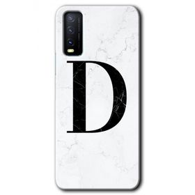 Vivo Y11S Beyaz Mermer Desenli D Harfi Baskılı Uyumlu Silikon Kılıf