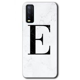 Vivo Y11S Beyaz Mermer Desenli E Harfi Baskılı Uyumlu Silikon Kılıf