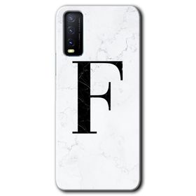 Vivo Y11S Beyaz Mermer Desenli F Harfi Baskılı Uyumlu Silikon Kılıf