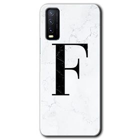 Vivo Y11S Beyaz Mermer Desenli F Harfi Baskılı Uyumlu Silikon Kılıf
