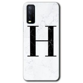 Vivo Y11S Beyaz Mermer Desenli H Harfi Baskılı Uyumlu Silikon Kılıf