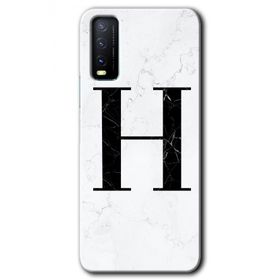 Vivo Y11S Beyaz Mermer Desenli H Harfi Baskılı Uyumlu Silikon Kılıf