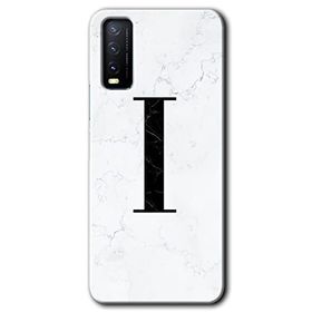 Vivo Y11S Beyaz Mermer Desenli I Harfi Baskılı Uyumlu Silikon Kılıf
