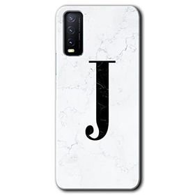 Vivo Y11S Beyaz Mermer Desenli J Harfi Baskılı Uyumlu Silikon Kılıf