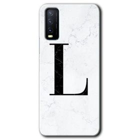 Vivo Y11S Beyaz Mermer Desenli L Harfi Baskılı Uyumlu Silikon Kılıf