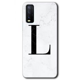 Vivo Y11S Beyaz Mermer Desenli L Harfi Baskılı Uyumlu Silikon Kılıf