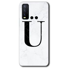 Vivo Y11S Beyaz Mermer Desenli U Harfi Baskılı Uyumlu Silikon Kılıf