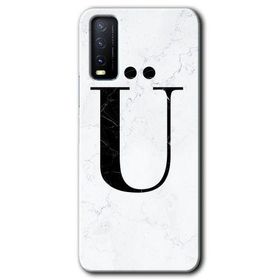 Vivo Y11S Beyaz Mermer Desenli U Harfi Baskılı Uyumlu Silikon Kılıf