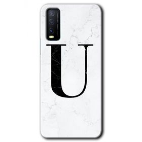 Vivo Y11S Beyaz Mermer Desenli U Harfi Baskılı Uyumlu Silikon Kılıf
