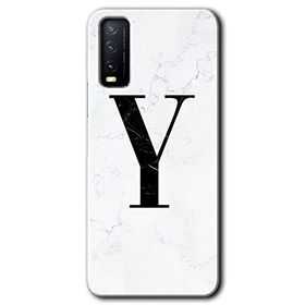Vivo Y11S Beyaz Mermer Desenli Y Harfi Baskılı Uyumlu Silikon Kılıf