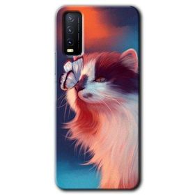 Vivo Y11S Cat Butterfly Baskılı Uyumlu Silikon Kılıf
