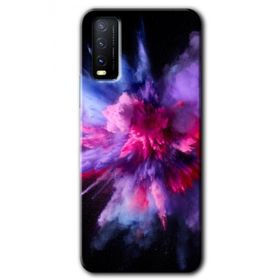 Vivo Y11S Color Splash Purple Baskılı Uyumlu Silikon Kılıf