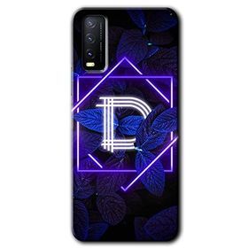 Vivo Y11S Dark Neon Yaprak D Harfi Baskılı Uyumlu Silikon Kılıf