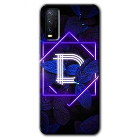 Vivo Y11S Dark Neon Yaprak D Harfi Baskılı Uyumlu Silikon Kılıf