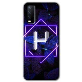 Vivo Y11S Dark Neon Yaprak H Harfi Baskılı Uyumlu Silikon Kılıf