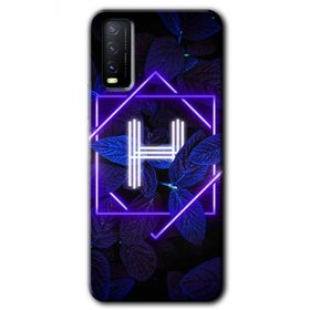 Vivo Y11S Dark Neon Yaprak H Harfi Baskılı Uyumlu Silikon Kılıf