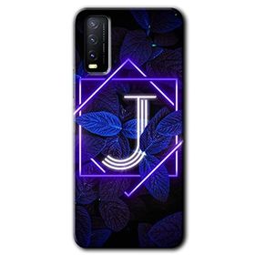 Vivo Y11S Dark Neon Yaprak J Harfi Baskılı Uyumlu Silikon Kılıf