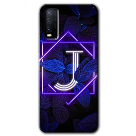 Vivo Y11S Dark Neon Yaprak J Harfi Baskılı Uyumlu Silikon Kılıf
