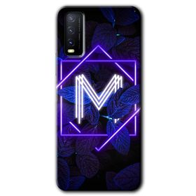 Vivo Y11S Dark Neon Yaprak M Harfi Baskılı Uyumlu Silikon Kılıf