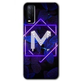 Vivo Y11S Dark Neon Yaprak M Harfi Baskılı Uyumlu Silikon Kılıf