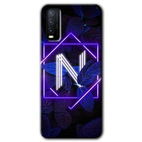Vivo Y11S Dark Neon Yaprak N Harfi Baskılı Uyumlu Silikon Kılıf