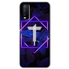 Vivo Y11S Dark Neon Yaprak T Harfi Baskılı Uyumlu Silikon Kılıf