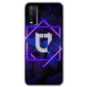 Vivo Y11S Dark Neon Yaprak U Harfi Baskılı Uyumlu Silikon Kılıf