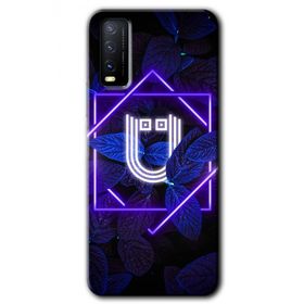 Vivo Y11S Dark Neon Yaprak U Harfi Baskılı Uyumlu Silikon Kılıf