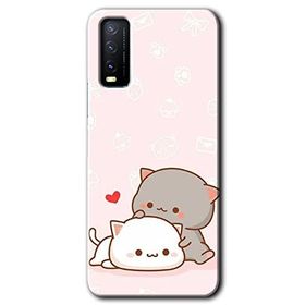 Vivo Y11S Kedi Aşkı Baskılı Uyumlu Silikon Kılıf