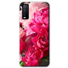 Vivo Y11S Kırmızı Beyaz Gül Baskılı Uyumlu Silikon Kılıf