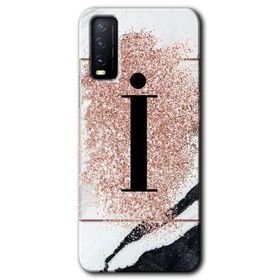 Vivo Y11S Pembe Mermer Desenli İ Harfi Baskılı Uyumlu Silikon Kılıf