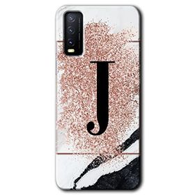 Vivo Y11S Pembe Mermer Desenli J Harfi Baskılı Uyumlu Silikon Kılıf