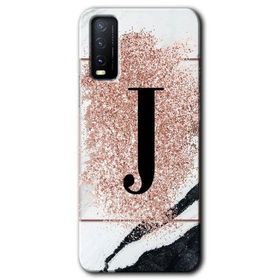 Vivo Y11S Pembe Mermer Desenli J Harfi Baskılı Uyumlu Silikon Kılıf