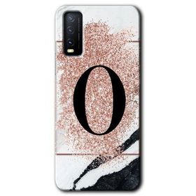 Vivo Y11S Pembe Mermer Desenli O Harfi Baskılı Uyumlu Silikon Kılıf
