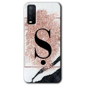 Vivo Y11S Pembe Mermer Desenli S Harfi Baskılı Uyumlu Silikon Kılıf