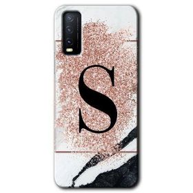 Vivo Y11S Pembe Mermer Desenli S Harfi Baskılı Uyumlu Silikon Kılıf