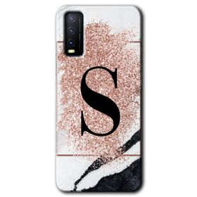 Vivo Y11S Pembe Mermer Desenli S Harfi Baskılı Uyumlu Silikon Kılıf
