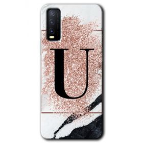 Vivo Y11S Pembe Mermer Desenli U Harfi Baskılı Uyumlu Silikon Kılıf