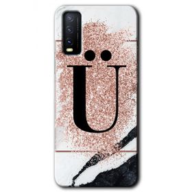 Vivo Y11S Pembe Mermer Desenli U Harfi Baskılı Uyumlu Silikon Kılıf