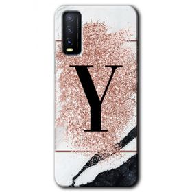 Vivo Y11S Pembe Mermer Desenli Y Harfi Baskılı Uyumlu Silikon Kılıf