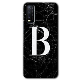 Vivo Y11S Siyah Mermer Desenli B Harfi Baskılı Uyumlu Silikon Kılıf