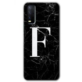 Vivo Y11S Siyah Mermer Desenli F Harfi Baskılı Uyumlu Silikon Kılıf